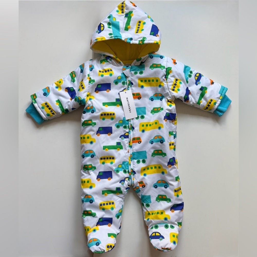 Marimekko AUTOILLA Baby Winter Hooded Footie Snowsuit - Cars & Trucks - Size 9M